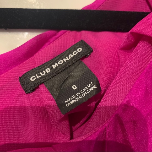 CLUB MONACO - One shoulder fuchsia pink silk top - Picture 4 of 4